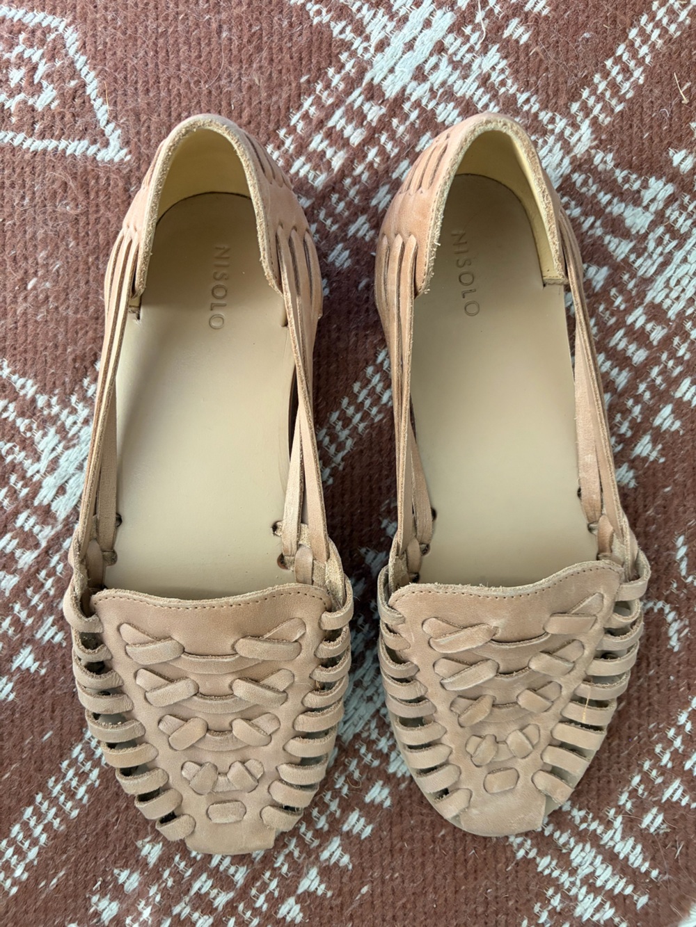 Nisolo Tan Woven Leather Huaraches - Women's Slip-On Comfort